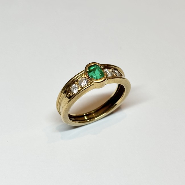Bague Emeraudes & Diamants, or 750