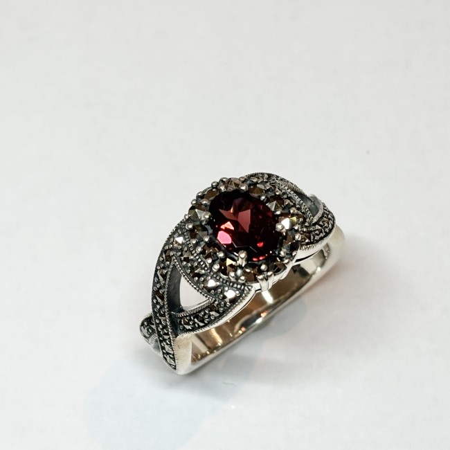 Bague Grenat, arg 925