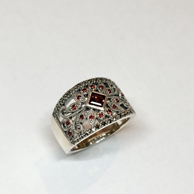Bague Grenat, arg 925