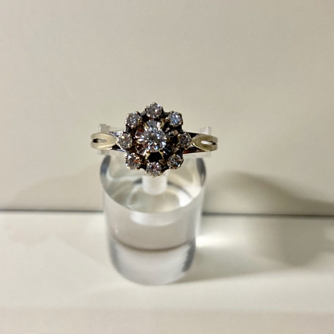 Bague marguerite or gris 750 diamants