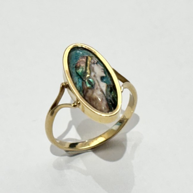 Bague miniature email, or 750
