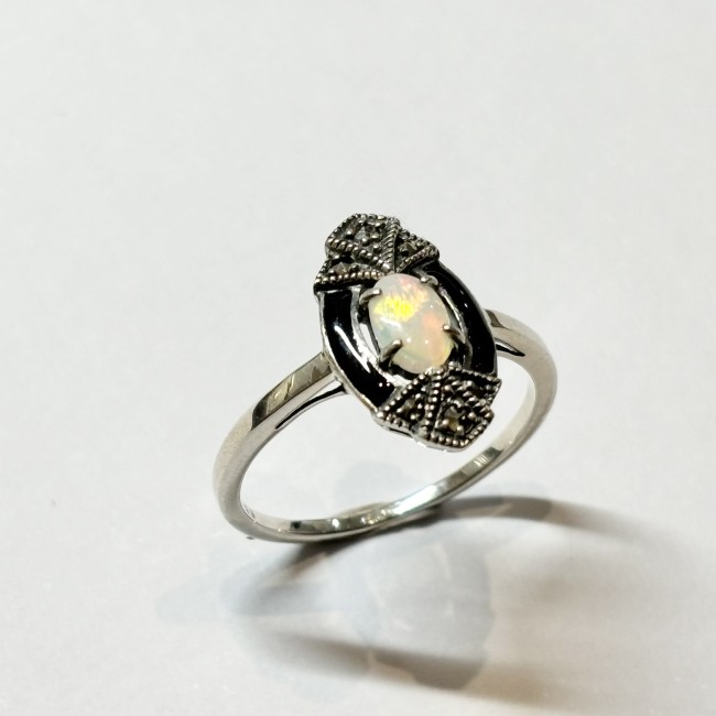 Bague Opale & Email, arg 925