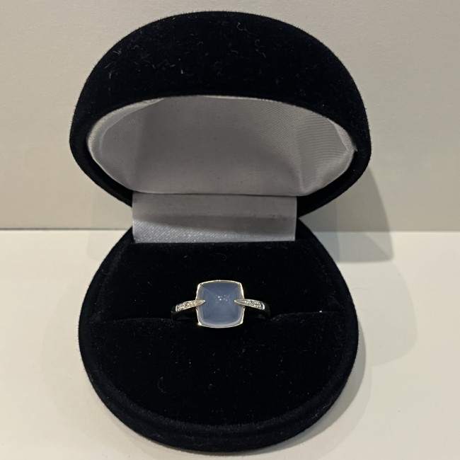Bague or 750 calcedoine