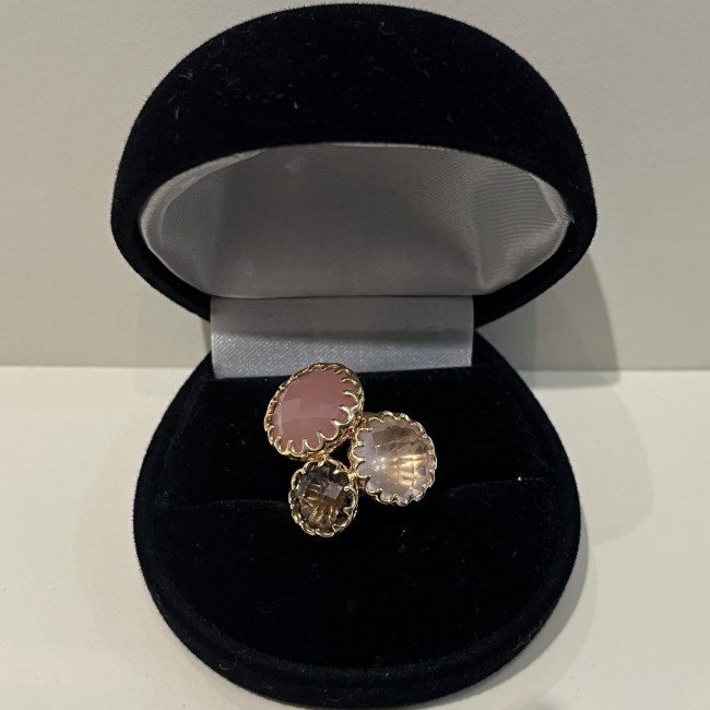 Bague or 750 quartz