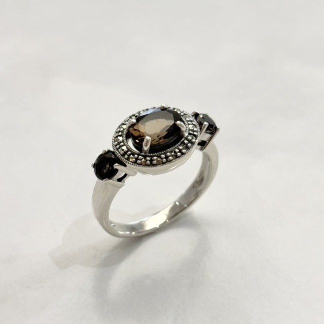 Bague Quartz Fume, arg 925