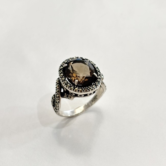 Bague Quartz fumé, arg 925