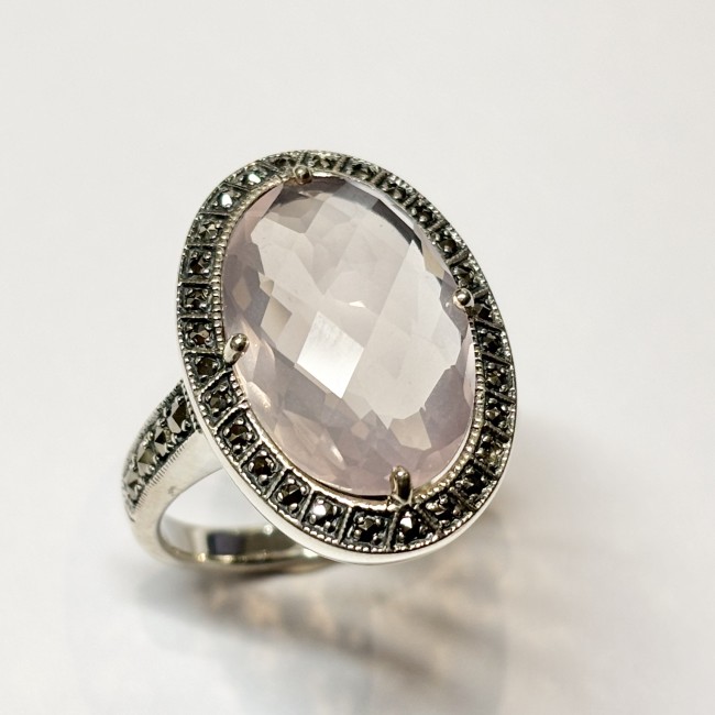 Bague Quartz Rose, arg 925