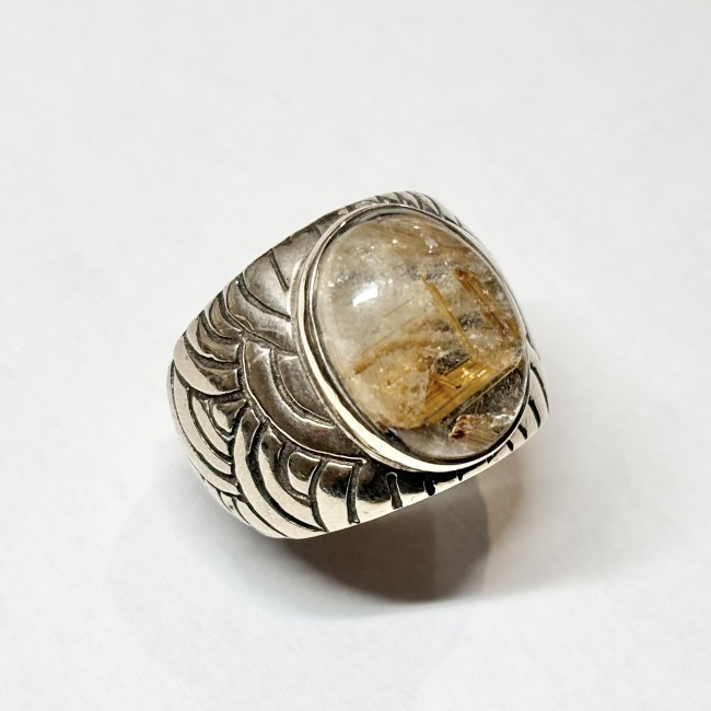 Bague quartz rutile, arg 925 