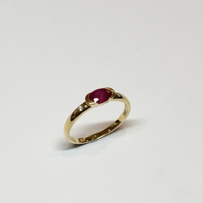 Bague Rubis & Diamants, or 750