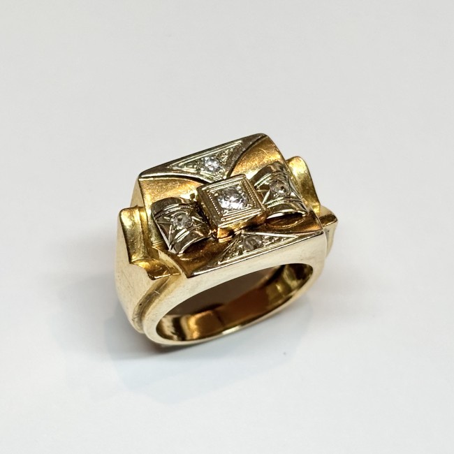 Bague tank Diamants, or 750
