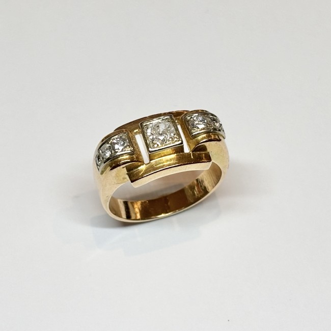 Bague Tank, Diamants, or 750