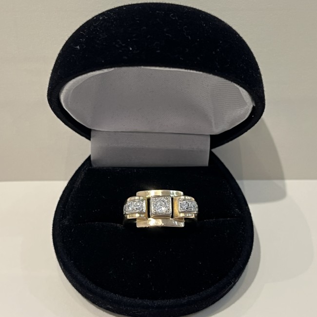 Bague Tank or 750 & diamants