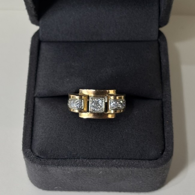 Bague Tank, Diamants, or 750