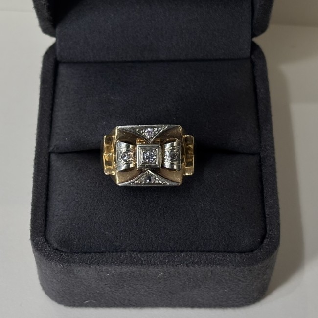 Bague tank Diamants, or 750