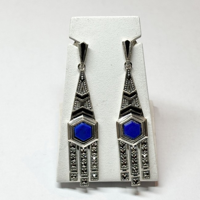 Boucle d'oreilles pendantes Lapis Lazulis, arg 925