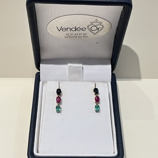 Boucles d'oreille or 750 multicouleurs