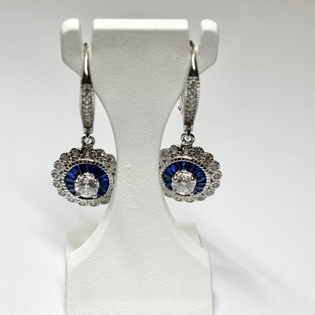 Boucles d'oreilles arg 925 pierres bleues