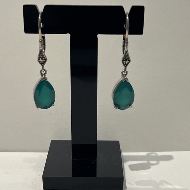 Boucles d'oreilles argent 925 agates vertes