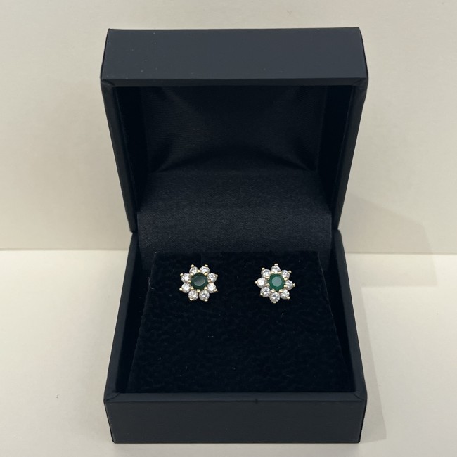 Boucles d'oreilles or jaune 750 & émeraudes 