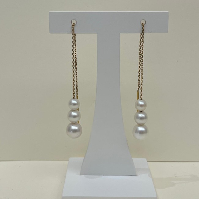 Boucles d'oreilles pendantes or 750 & perles 