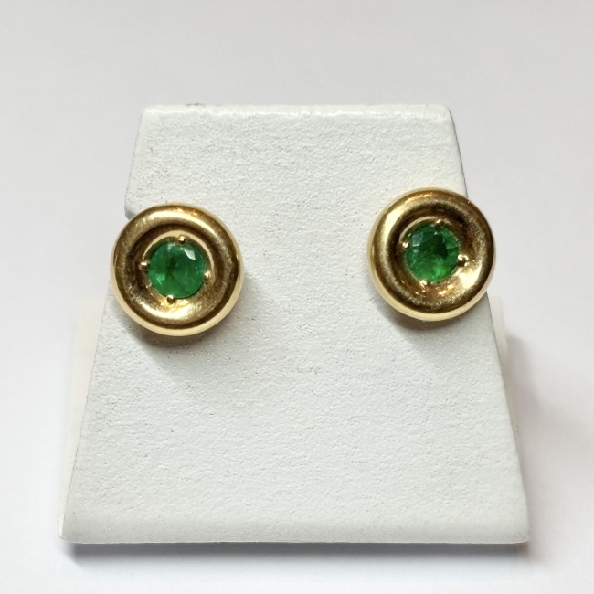 Boucles d'oreilles ronde Emeraudes, or 750