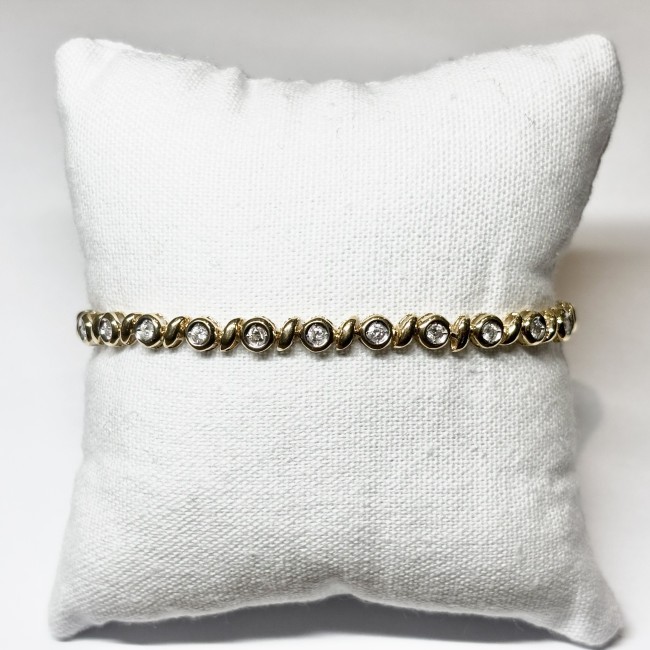Bracelet diamants, 18,5cm,  or 750