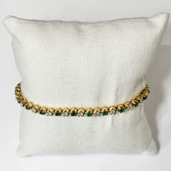 Bracelet Emeraudes & Diamants, or 750