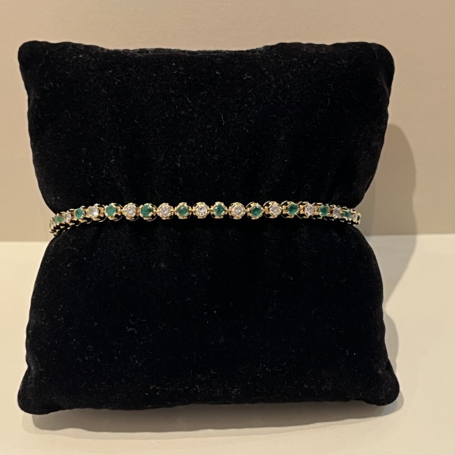 Bracelet or 750 émeraudes & diamants 