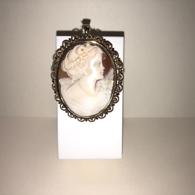 Broche pendentif camée or 750