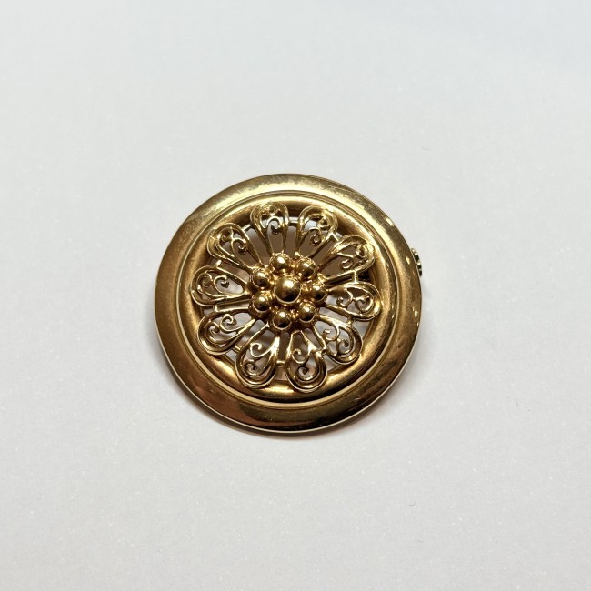 Broche ronde, or 750 