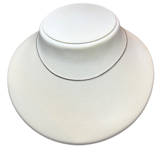 Chaîne maille palmier, 45 cm, or blanc 750