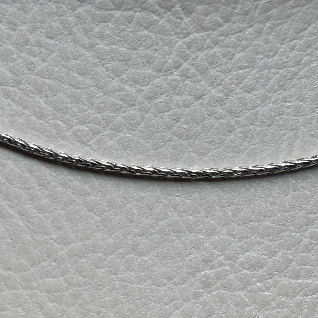 Chaîne maille palmier, 45 cm, or blanc 750