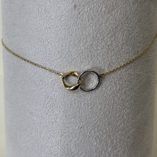 Collier Double Anneaux, Deux ors, or 750