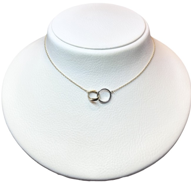 Collier Double Anneaux, Deux ors, or 750
