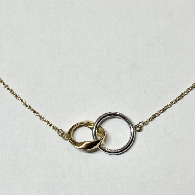 Collier Double Anneaux, Deux ors, or 750, REF 260036 