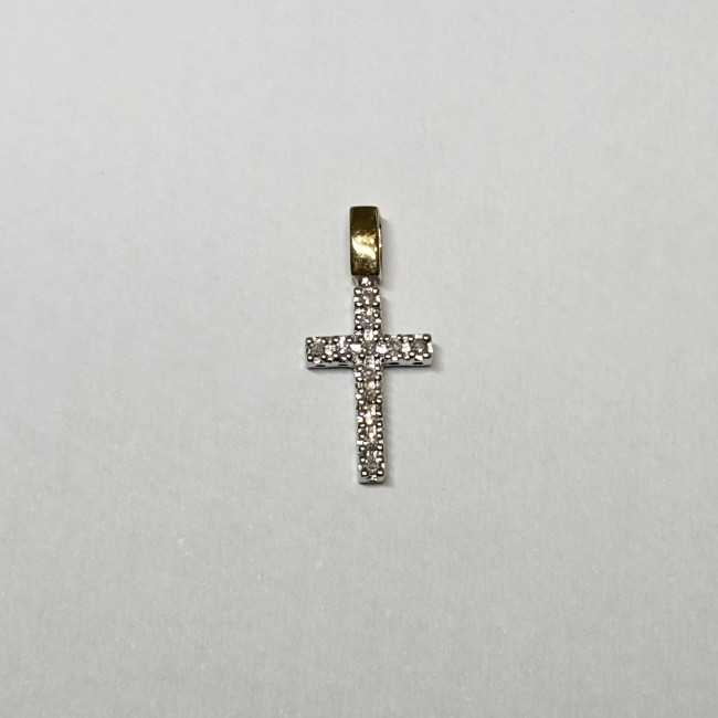 Croix diamants, or 750
