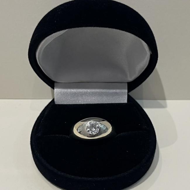Jonc anglais or blanc 750  et diamant