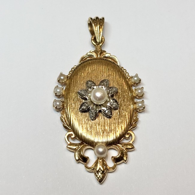 Médaille Perles & Eclats de diamants, or 750