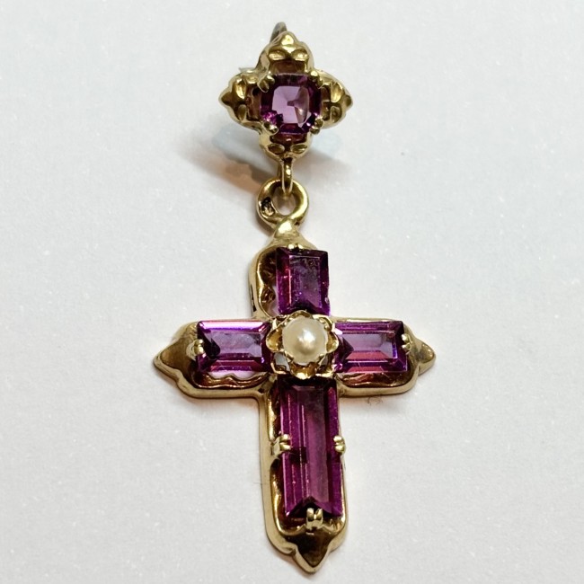 Pendentif Améthyste & Perles, or 750