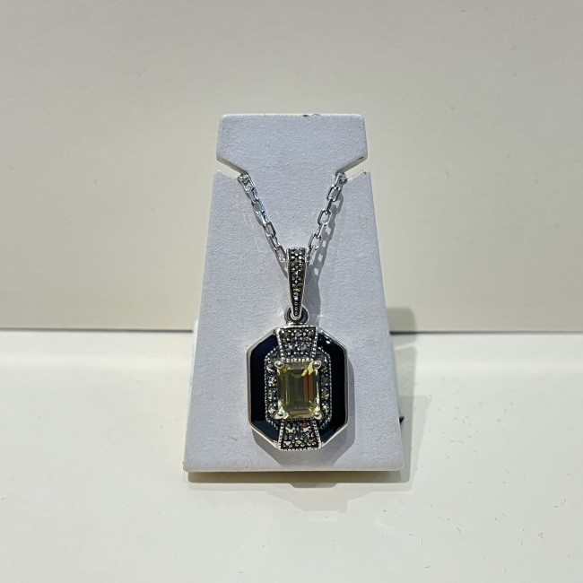 Pendentif argent 925 quartz limon