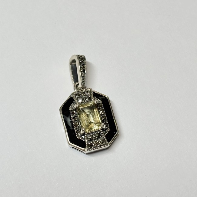 Pendentif argent 925 quartz limon