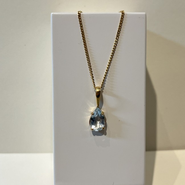 Pendentif goutte or 750 aigue marine