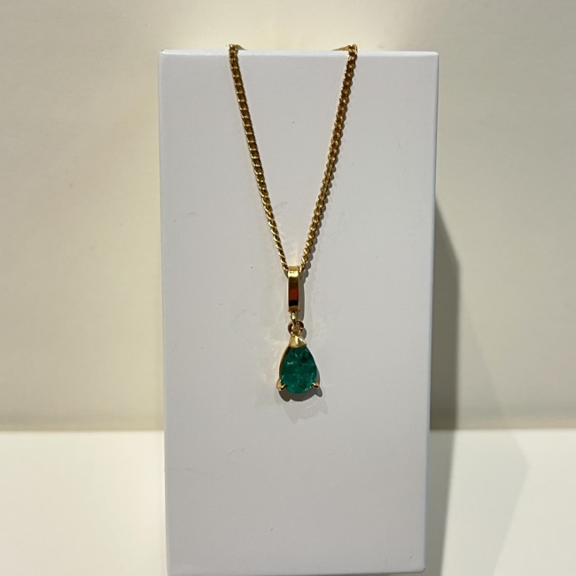 Pendentif goutte or 750 emeraude