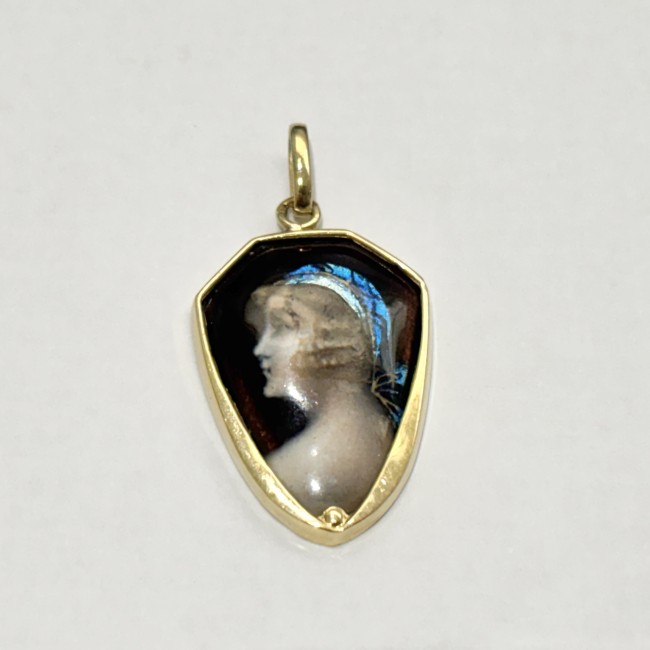 Pendentif mignature Email, or 750