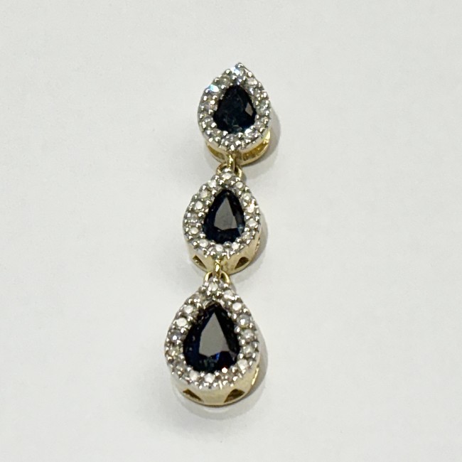 Pendentif Saphir & Diamants ,or 750, REF 260191