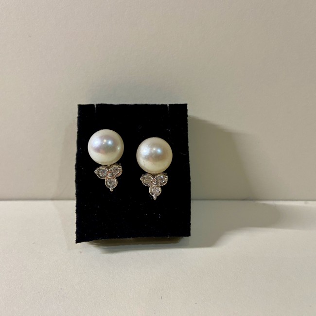 Perles de culture or gris 750 diamants