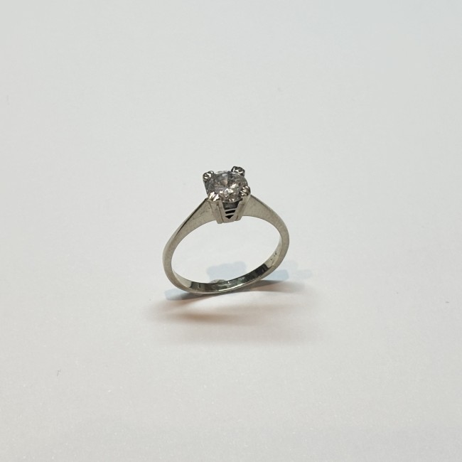 Solitaire diamant, or blanc 750