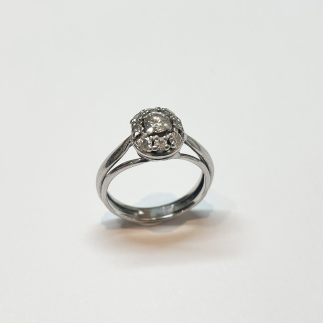 Solitaire diamants, or blanc 750